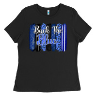 Black Back the blue brushstrokes Ladies Tee - FaDigitalArtStudio