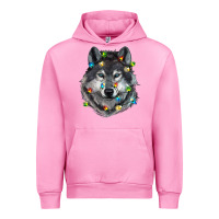 Fuchsia Pink Christmas with wolf Urban Hoodie - RanaPortraitStore