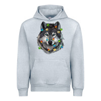 Heather Grey Christmas with wolf Urban Hoodie - RanaPortraitStore