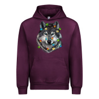 Mauve Wine Christmas with wolf Urban Hoodie - RanaPortraitStore