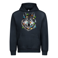 Navy Christmas with wolf Urban Hoodie - RanaPortraitStore