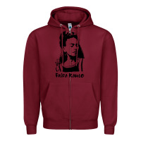 Burgundy frida kahlo Zipper Hoodie - DesigneFamous