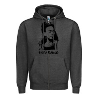 Charcoal Heather frida kahlo Zipper Hoodie - DesigneFamous