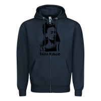 Navy frida kahlo Zipper Hoodie - DesigneFamous