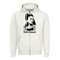 Oatmeal Heather frida kahlo Zipper Hoodie - DesigneFamous