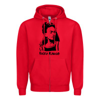 Red frida kahlo Zipper Hoodie - DesigneFamous