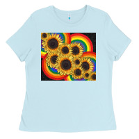 Baby Blue Pride sunflower tumbler Ladies Tee - FaDigitalArtStudio