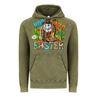 Vintage Olive Hop Into Easter Bunny Western Vintage Hoodie - CowhideDigitalArt