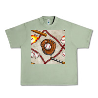 Oil Green baseball glove and bat seamless pattern Urban Heavy Tee - BundleAndBundleShop