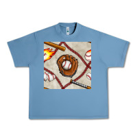 Pebble Blue baseball glove and bat seamless pattern Urban Heavy Tee - BundleAndBundleShop