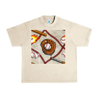Sandshell baseball glove and bat seamless pattern Urban Heavy Tee - BundleAndBundleShop