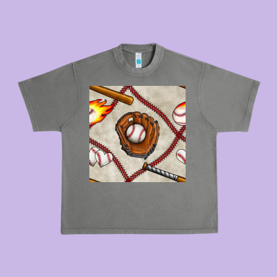 Baseball Glove And Bat Seamless Pattern Urban Heavy Tee Designed By Bundleandbundleshop