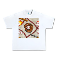 White baseball glove and bat seamless pattern Urban Heavy Tee - BundleAndBundleShop