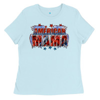 Baby Blue American Mama Mother's Day Ladies Tee - FaDigitalArtStudio