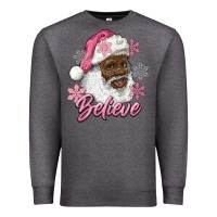 Pink Christmas African American Santa Believe Premium Sweatshirt | Teevron