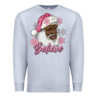Heather Grey pink christmas african american santa believe Premium Sweatshirt - RanaPortraitStore