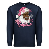 Navy pink christmas african american santa believe Premium Sweatshirt - RanaPortraitStore