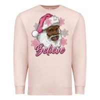 Pale Pink pink christmas african american santa believe Premium Sweatshirt - RanaPortraitStore
