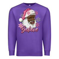 Purple pink christmas african american santa believe Premium Sweatshirt - RanaPortraitStore