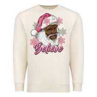 Sandshell pink christmas african american santa believe Premium Sweatshirt - RanaPortraitStore