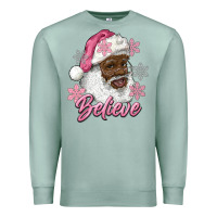 Seafoam pink christmas african american santa believe Premium Sweatshirt - RanaPortraitStore