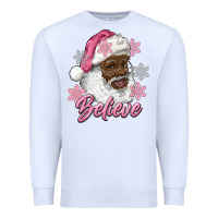 White pink christmas african american santa believe Premium Sweatshirt - RanaPortraitStore