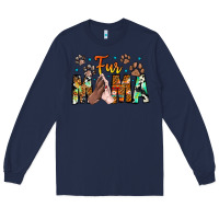 Navy fur mama Long Sleeve Tee - CowhideDigitalArt