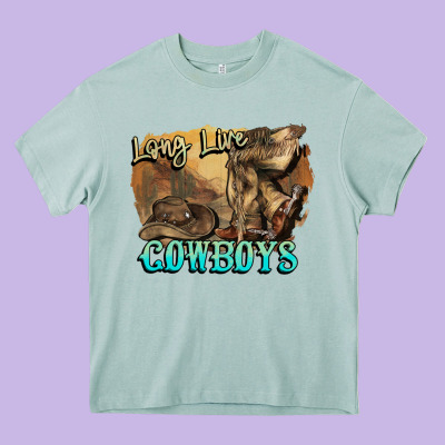 Long Live Cowboys Boots Hat Heavy Core Tee Designed By Howdyjamesfarm