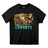 Black Long live Cowboys boots hat Heavy Core Tee - HowdyJamesFarm