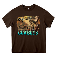 Chocolate Brown Long live Cowboys boots hat Heavy Core Tee - HowdyJamesFarm