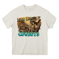 Cream Long live Cowboys boots hat Heavy Core Tee - HowdyJamesFarm