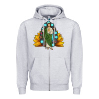 Heather Grey san judas gemstone sunflower Zipper Hoodie - JahusDesignShop