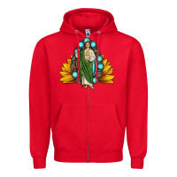 Red san judas gemstone sunflower Zipper Hoodie - JahusDesignShop