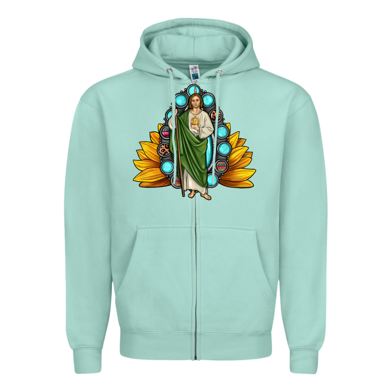 San Judas Gemstone Sunflower Zipper Hoodie by JahusDesignShop | Teevron