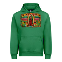 Emerald lady of guadalupe serape background Urban Hoodie - Jasminsmagicworld