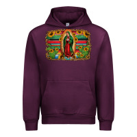 Mauve Wine lady of guadalupe serape background Urban Hoodie - Jasminsmagicworld