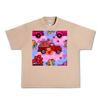 Burro valentines day truck and cupid in the sky seamless pattern Urban Heavy Tee - BundleAndBundleShop