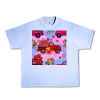 Grape Ice valentines day truck and cupid in the sky seamless pattern Urban Heavy Tee - BundleAndBundleShop