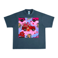 Midnight Navy valentines day truck and cupid in the sky seamless pattern Urban Heavy Tee - BundleAndBundleShop
