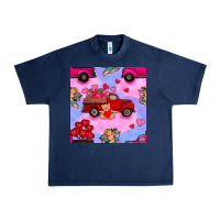 Navy valentines day truck and cupid in the sky seamless pattern Urban Heavy Tee - BundleAndBundleShop