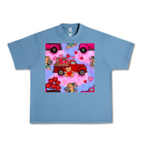 Pebble Blue valentines day truck and cupid in the sky seamless pattern Urban Heavy Tee - BundleAndBundleShop