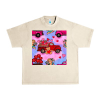 Sandshell valentines day truck and cupid in the sky seamless pattern Urban Heavy Tee - BundleAndBundleShop