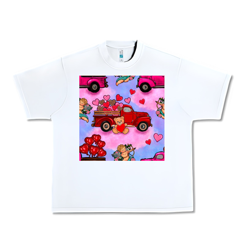 Valentines Day Truck And Cupid In The Sky Seamless Pattern Urban Heavy Tee by BundleAndBundleShop | Teevron
