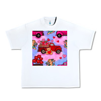 White valentines day truck and cupid in the sky seamless pattern Urban Heavy Tee - BundleAndBundleShop