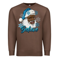 Winter Christmas African American Santa Believe Premium Sweatshirt | Teevron
