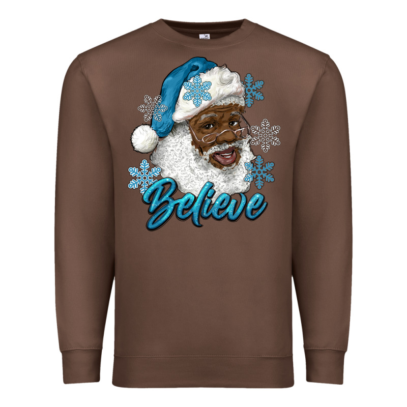 Winter Christmas African American Santa Believe Premium Sweatshirt by RanaPortraitStore | Teevron