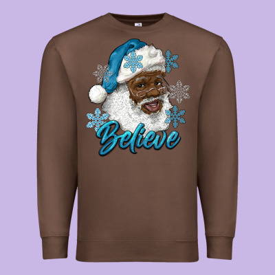 Winter Christmas African American Santa Believe Premium Sweatshirt Designed By Ranaportraitstore