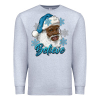 Heather Grey winter christmas african american santa believe Premium Sweatshirt - RanaPortraitStore