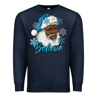 Navy winter christmas african american santa believe Premium Sweatshirt - RanaPortraitStore