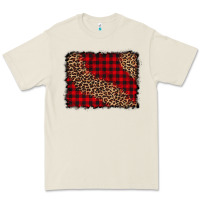 Bone leopard buffalo plaid background Premium Tee - CowCowDesign